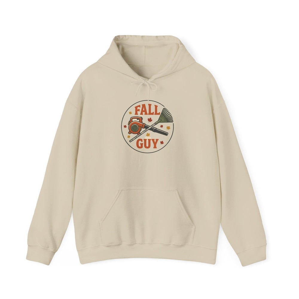Fall Guy Hoodie Funny Rake and Leaf Blower Autumn Sweatshirt for Dad Gift
